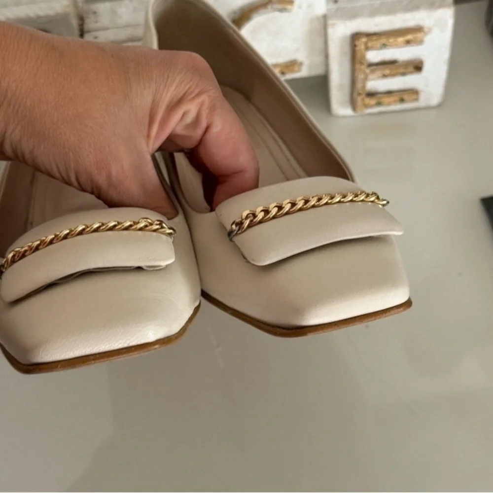Napoleoni Italy Ivory Leather Heels – EU 39 / US 9 ✨